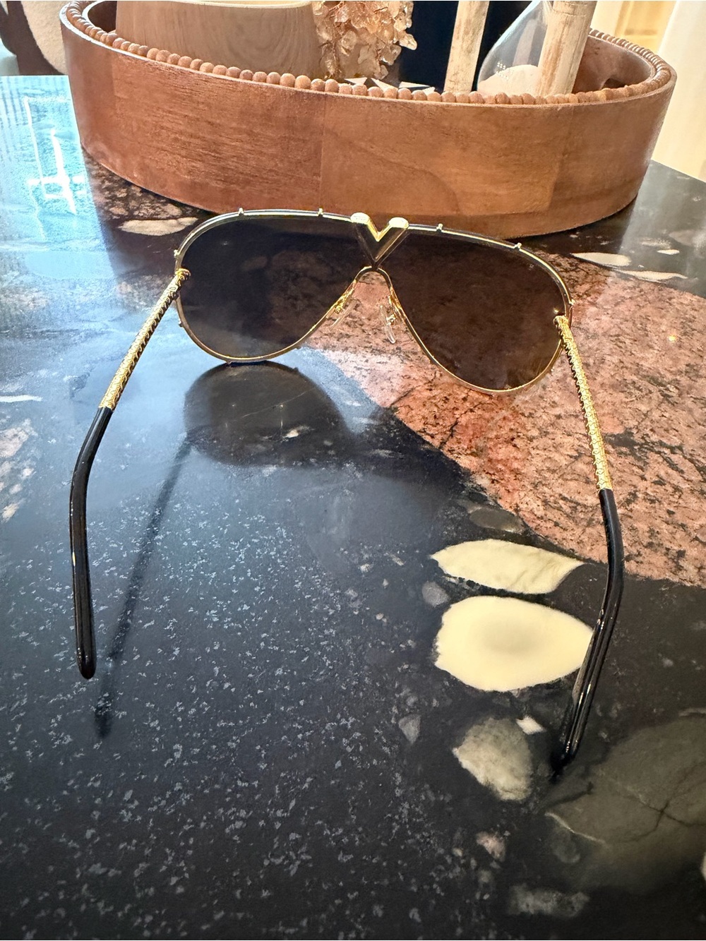 Louis Vuitton LV Gold Mirror Shield Sunglasses Oversized Aviator Mask Sunglasses - Picture 3 of 11
